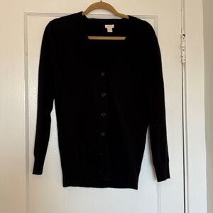J. Crew Factory Black Button-Up V-Neck Cardigan